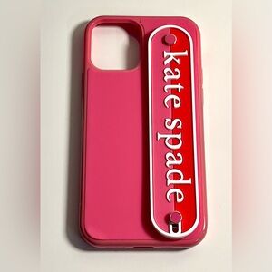 Kate Spade iPhone 12/12 Pro Case Logo Handle Strap Pink Red